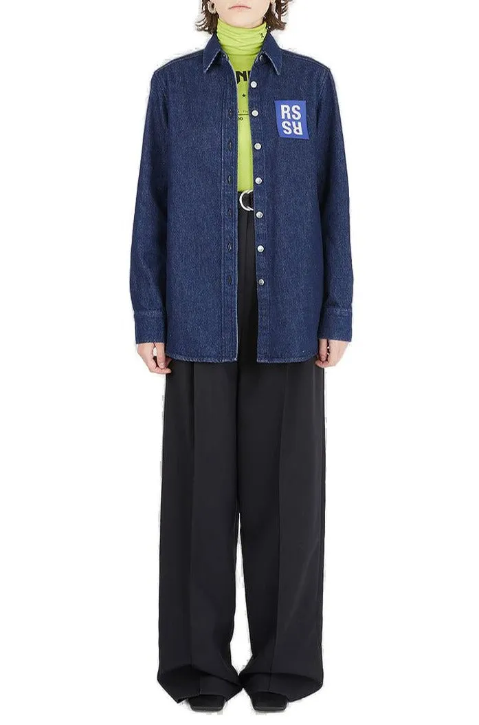 Raf Simons Logo Patch Buttoned Denim Shirt