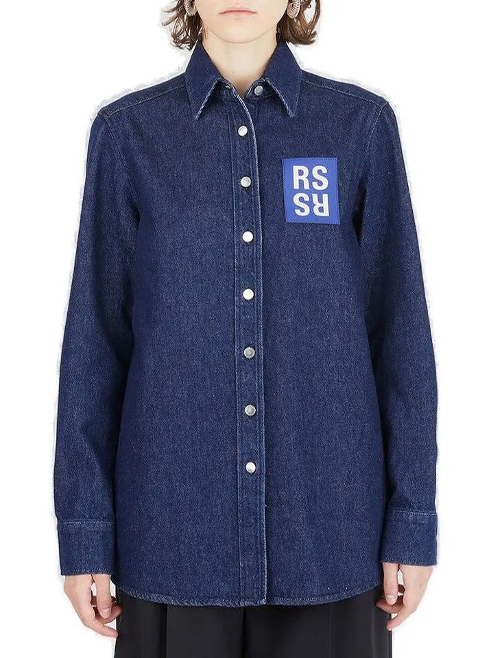 Raf Simons Logo Patch Buttoned Denim Shirt