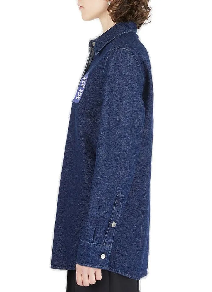 Raf Simons Logo Patch Buttoned Denim Shirt