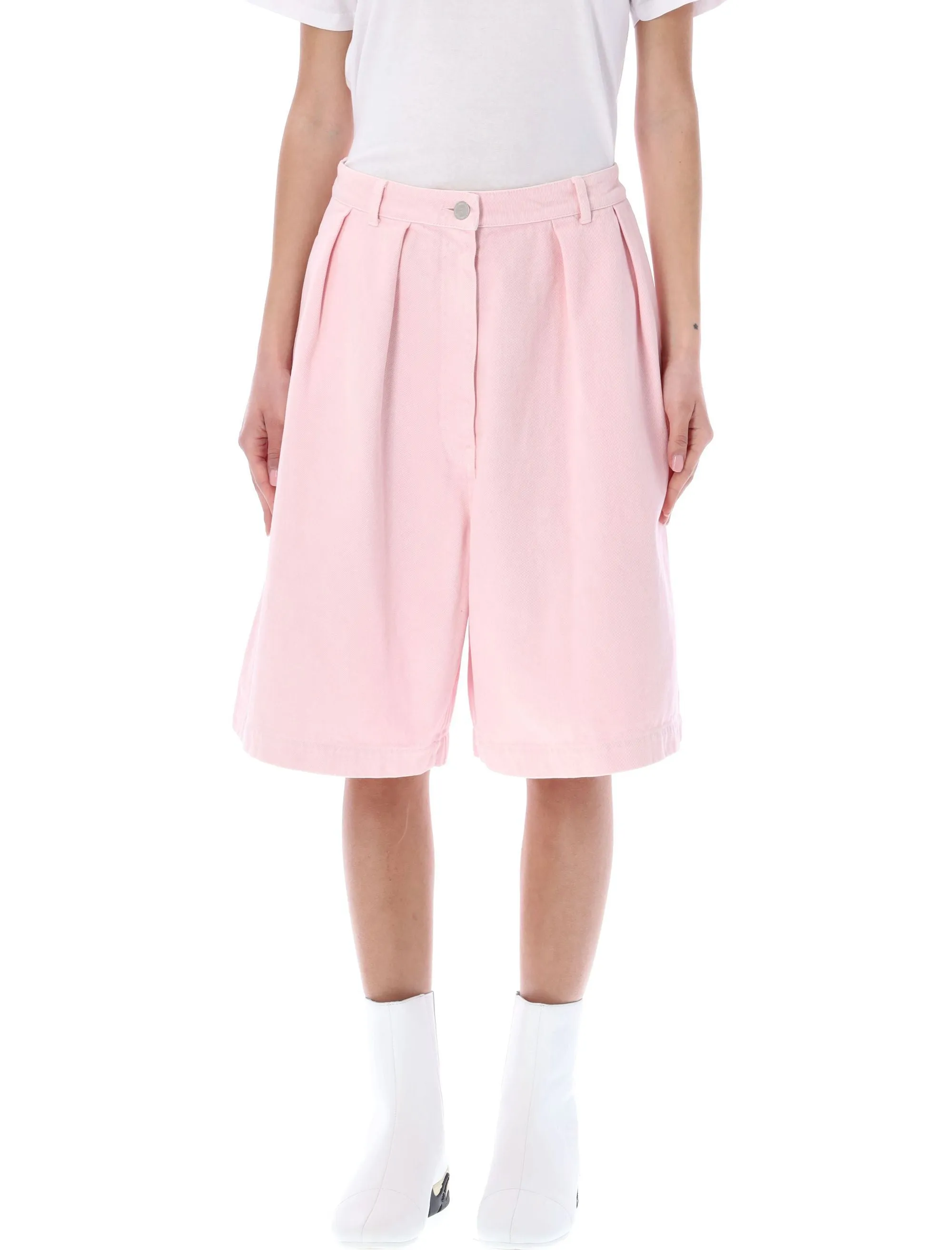 Raf Simons Logo Patch Knee-Length Denim Shorts