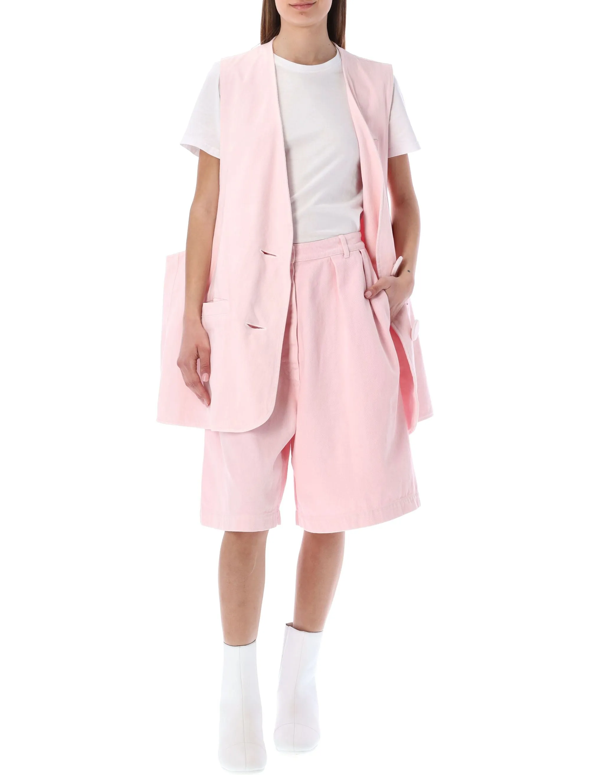 Raf Simons Logo Patch Knee-Length Denim Shorts