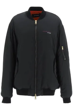 Raf Simons Slogan Printed Zipped Bomber Jacket