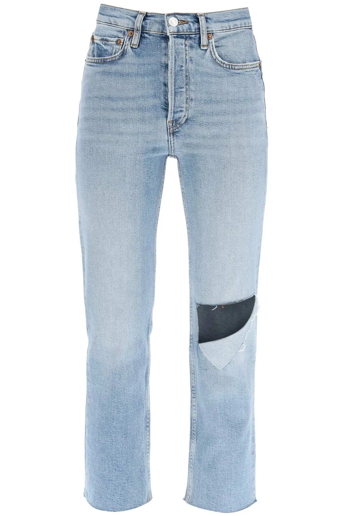RE/DONE Distressed Straight Leg Jeans