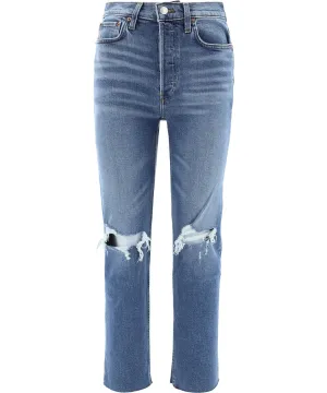 RE/DONE Distressed Straight Leg Jeans