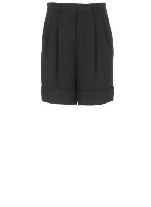 REDValentino High Waist Turn-Up Gabardine Shorts