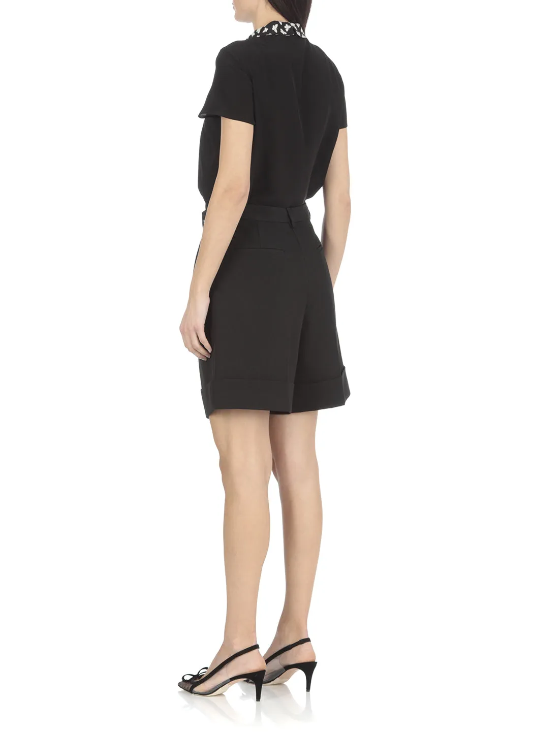 REDValentino High Waist Turn-Up Gabardine Shorts