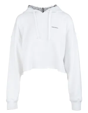 REDValentino Logo Printed Cropped Drawstring Hoodie