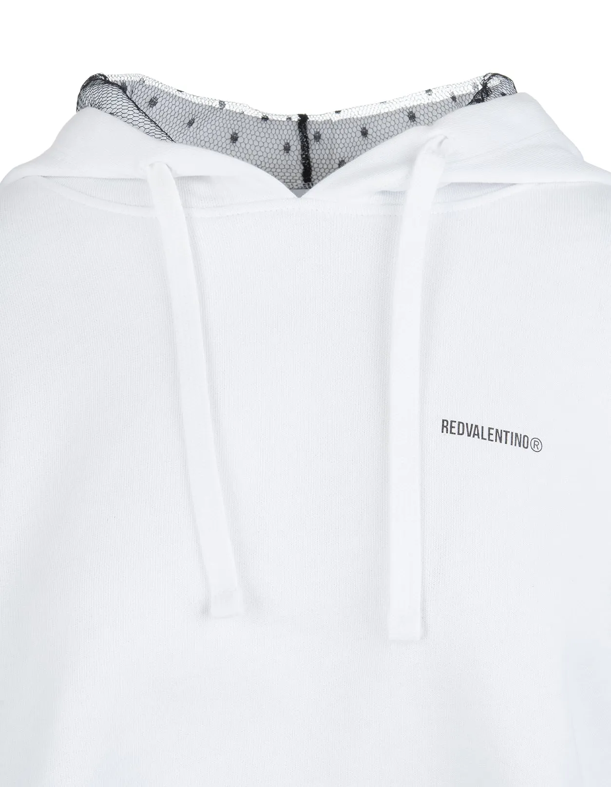 REDValentino Logo Printed Cropped Drawstring Hoodie