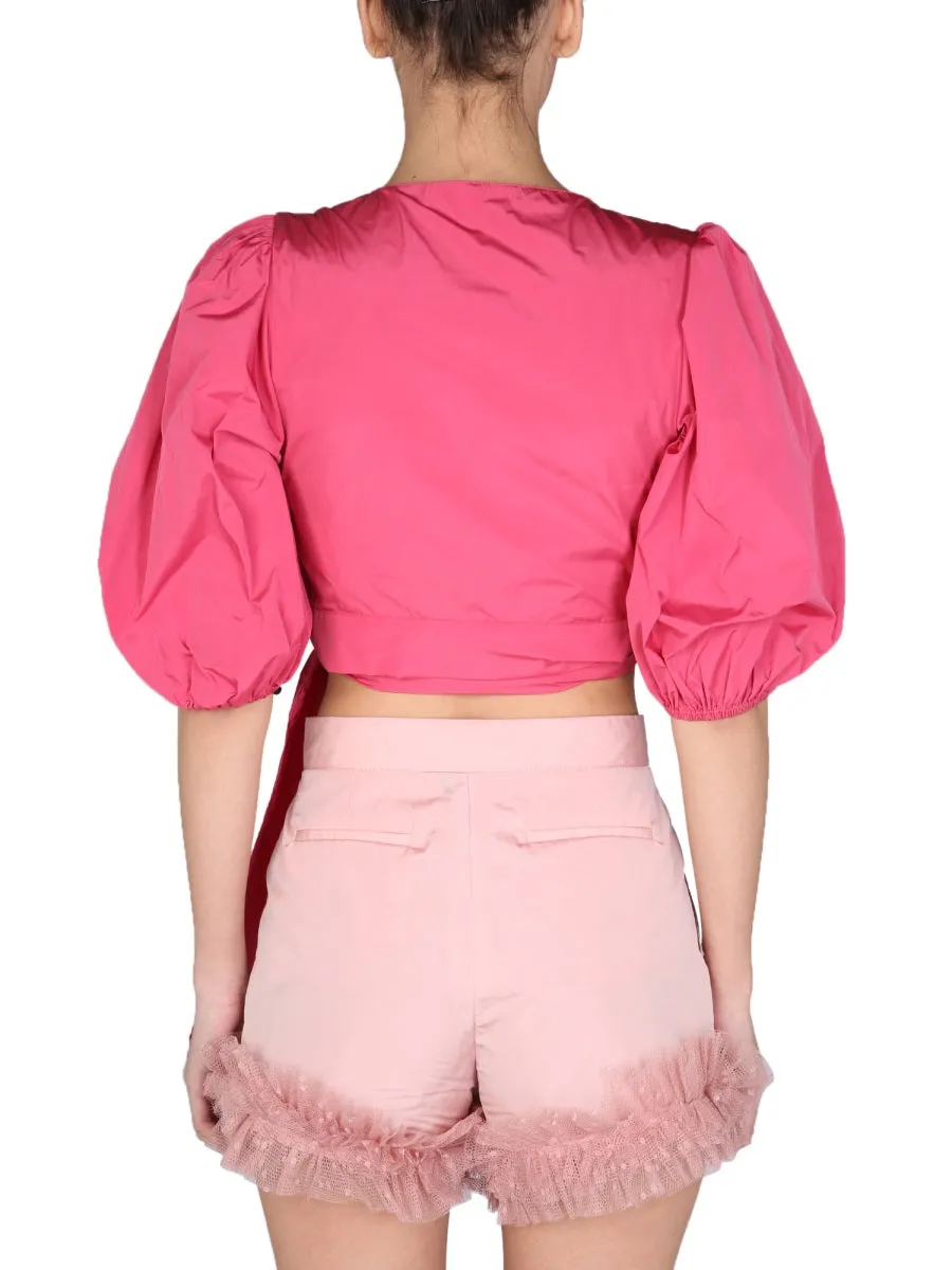 REDValentino Puff Sleeved Bow Detailed Top