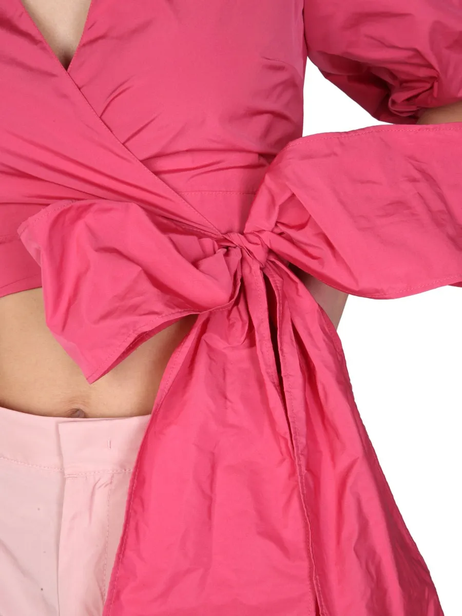 REDValentino Puff Sleeved Bow Detailed Top