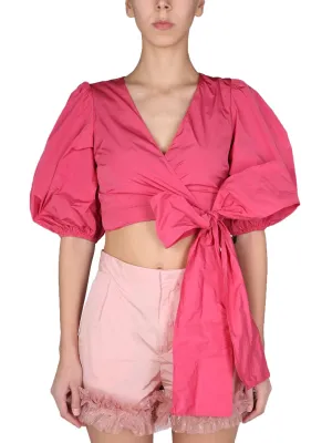 REDValentino Puff Sleeved Bow Detailed Top