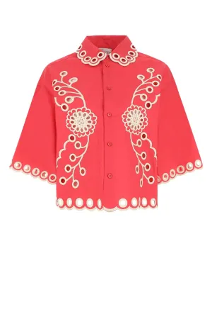 REDValentino Sangallo Perforated Short-Sleeved Top