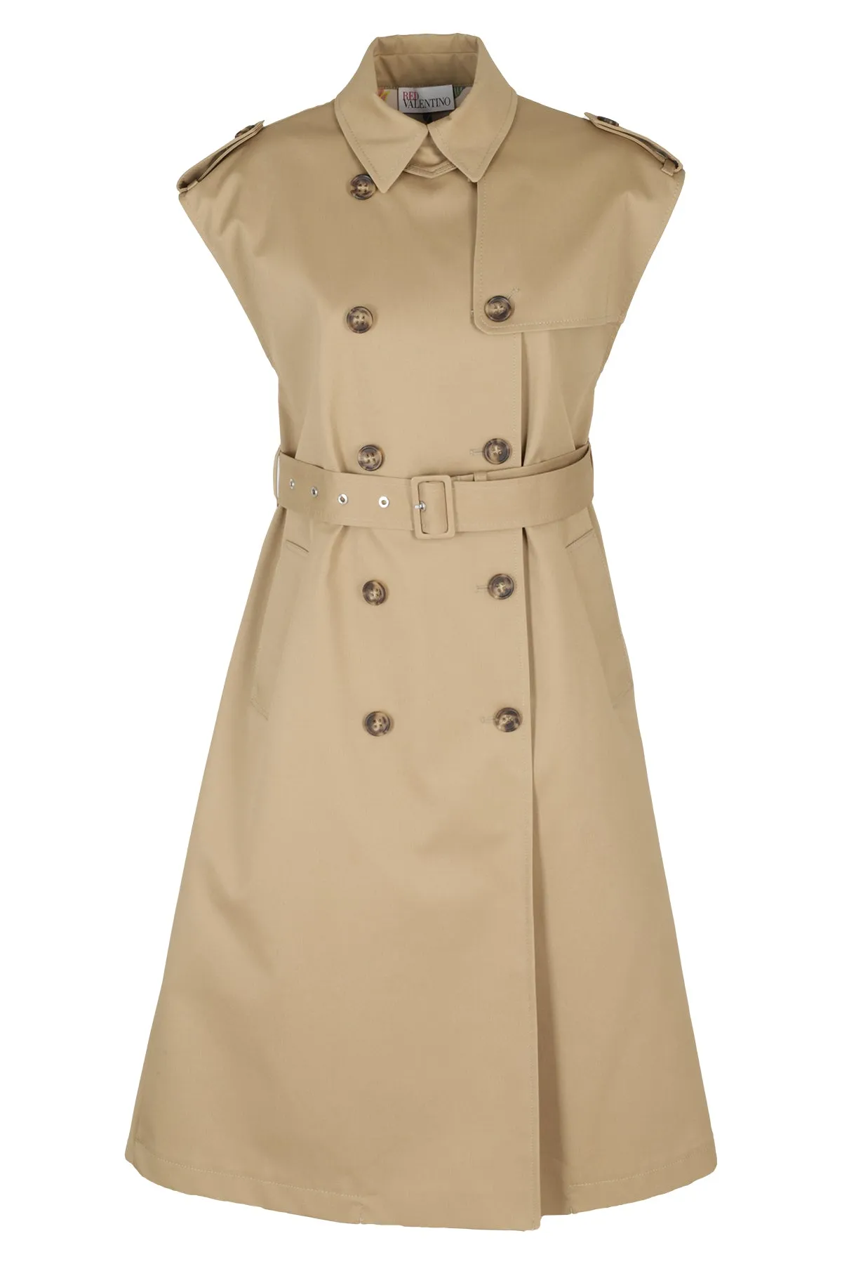 REDValentino Sleeveless Pleated Detail Trench Coat