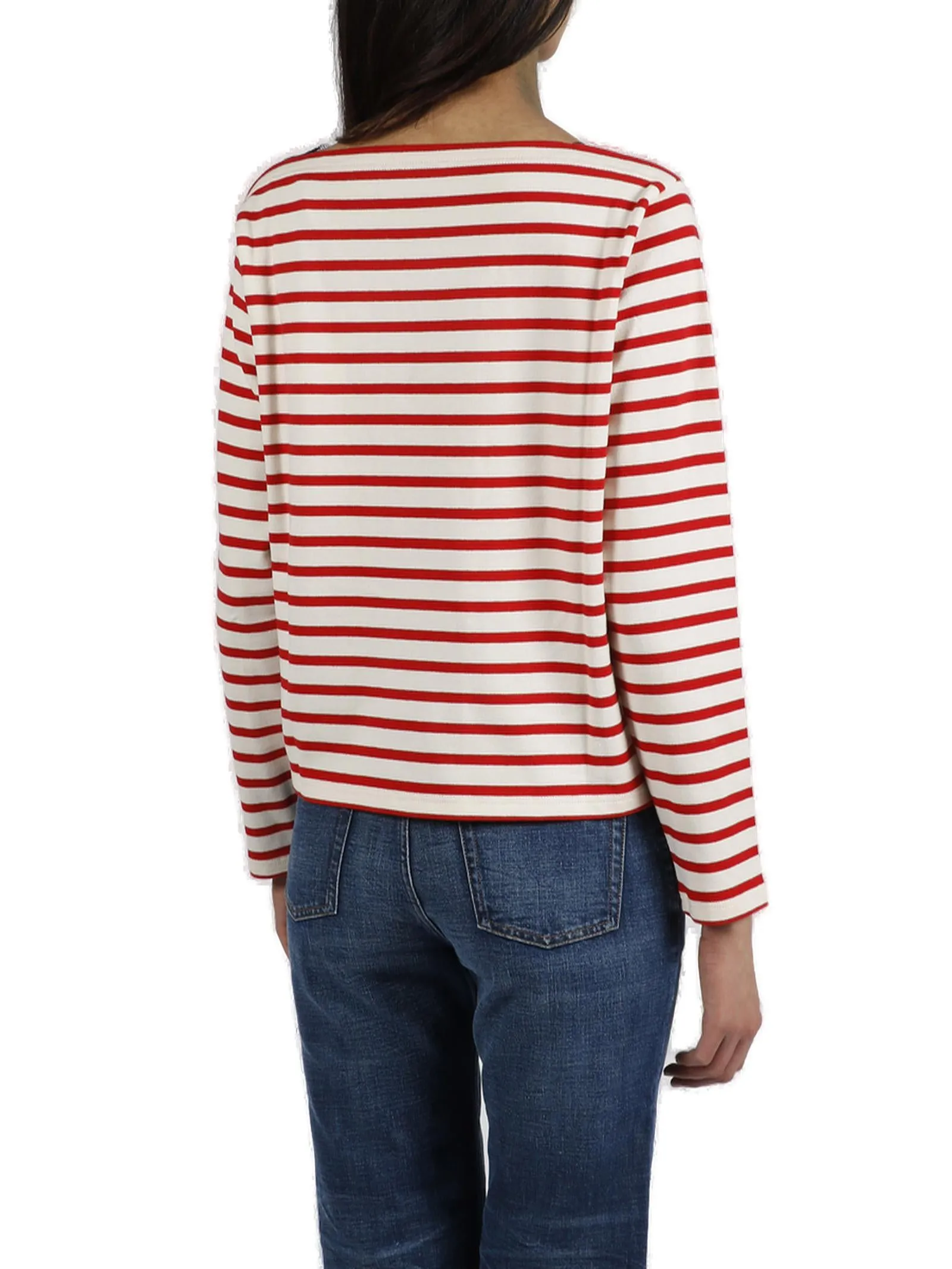 REDValentino Striped Logo Print Long-Sleeved T-Shirt