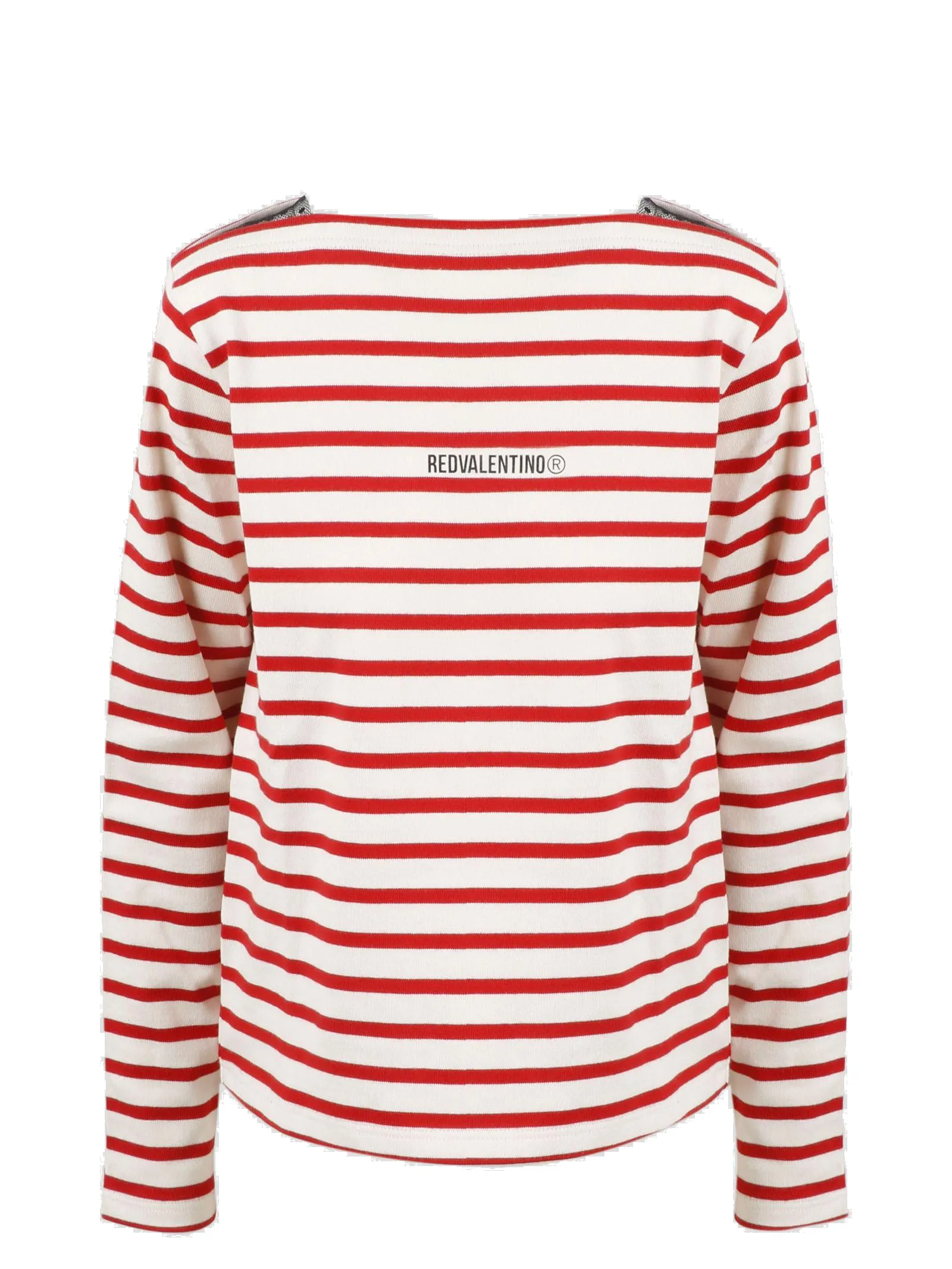 REDValentino Striped Logo Print Long-Sleeved T-Shirt