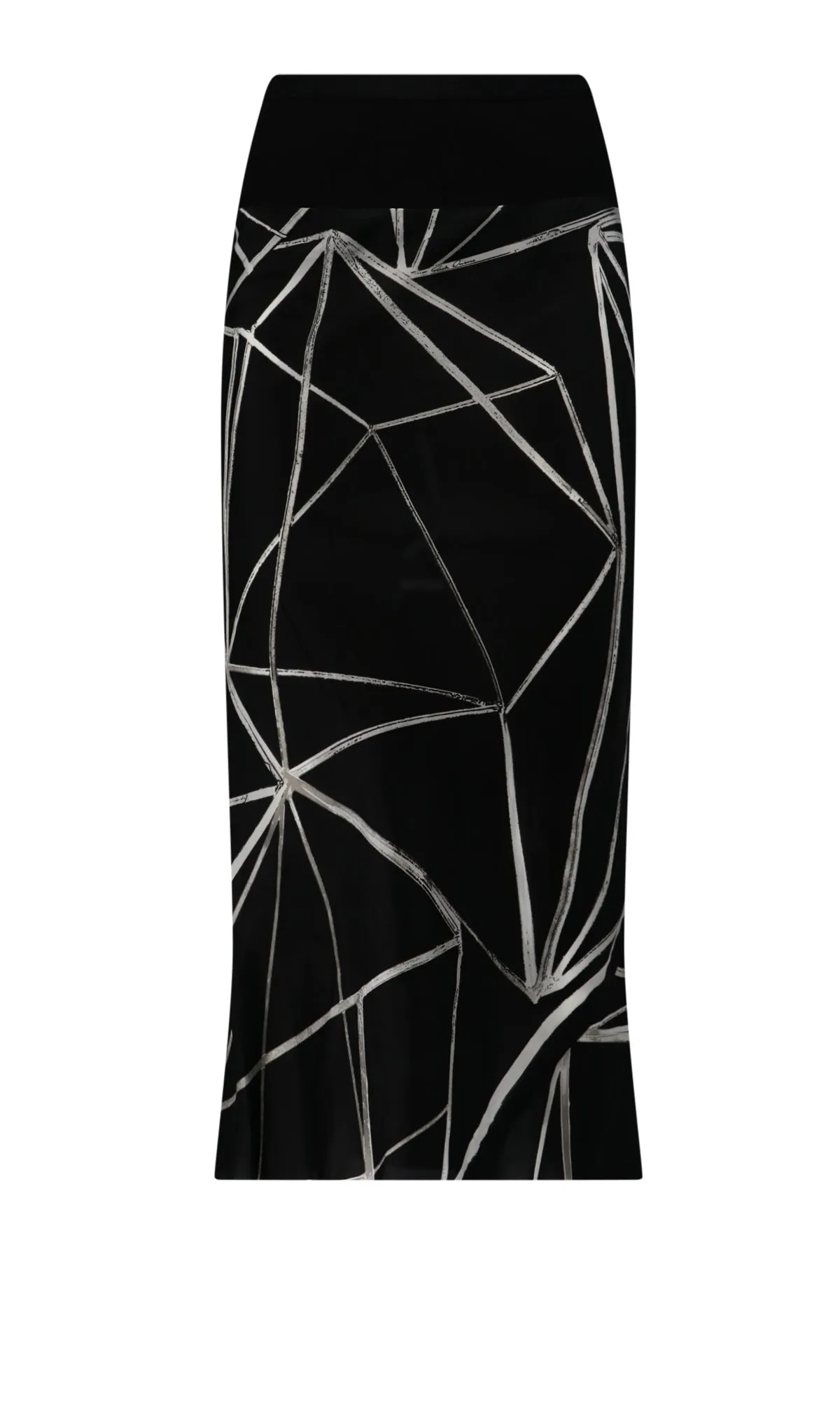 Rick Owens Abstract-Printed High Waist Midi Skirt
