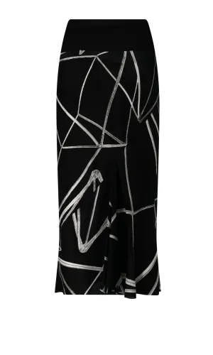 Rick Owens Abstract-Printed High Waist Midi Skirt
