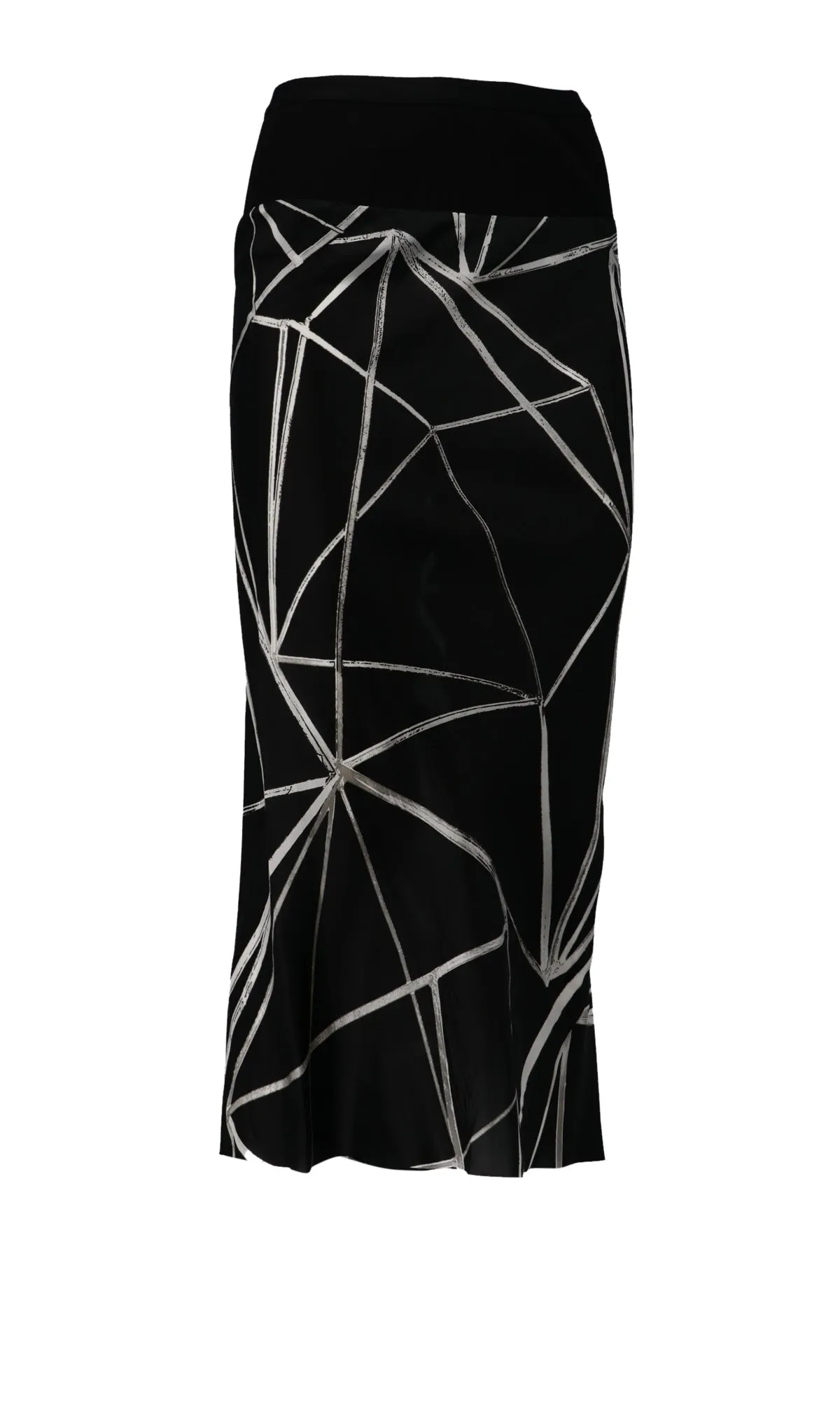Rick Owens Abstract-Printed High Waist Midi Skirt