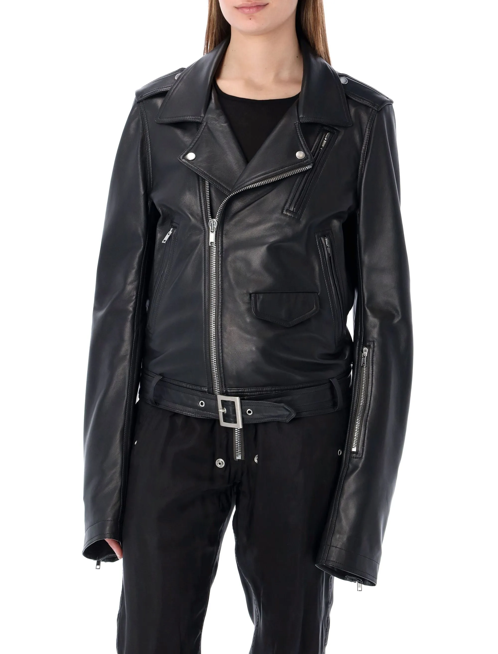 Rick Owens Belt Detailed Zipped Jacket
