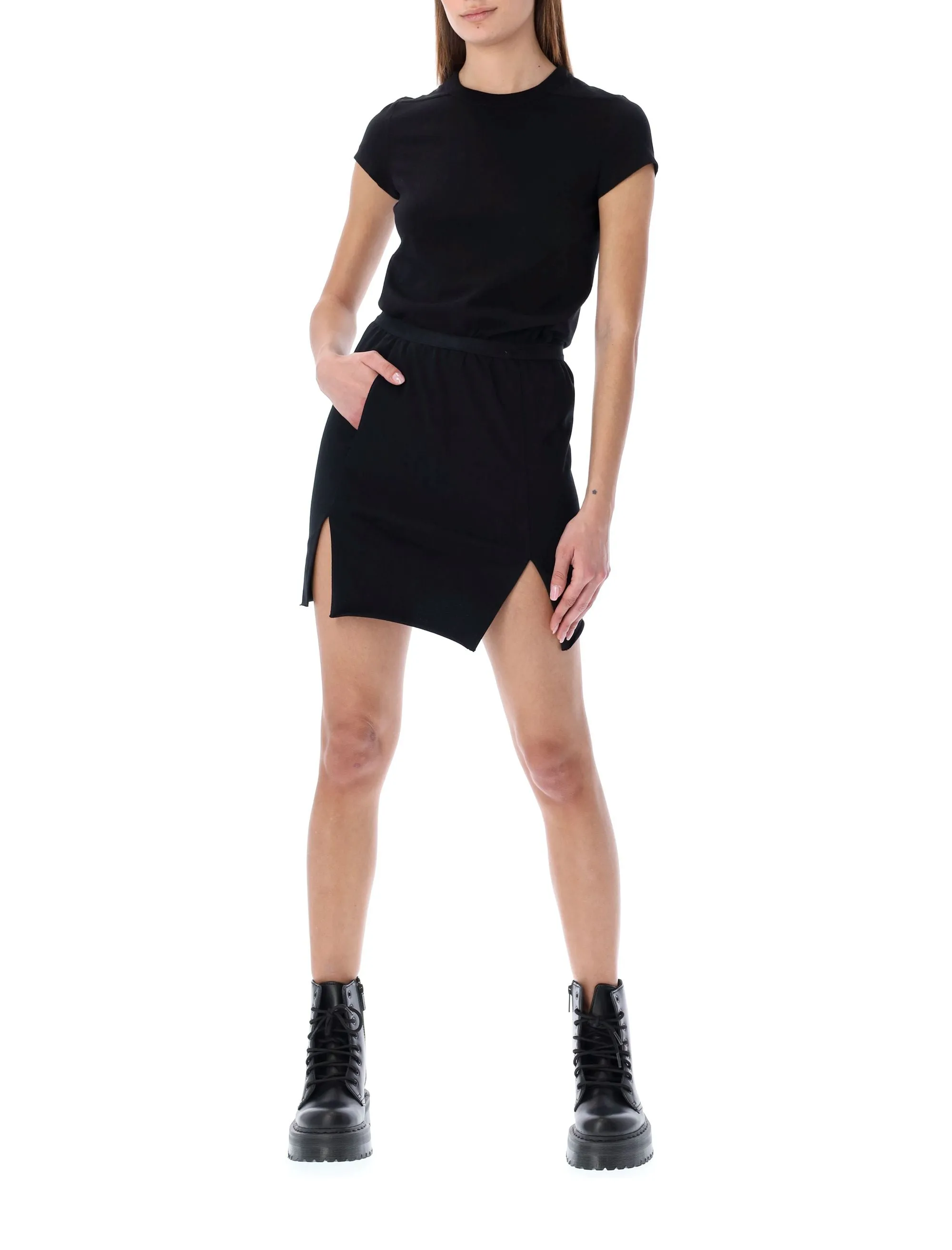 Rick Owens Elastic Waist Side Slit Mini Skirt