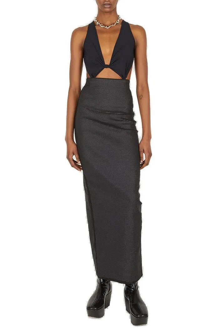 Rick Owens Panel-Detailed Lacquered High Waist Skirt