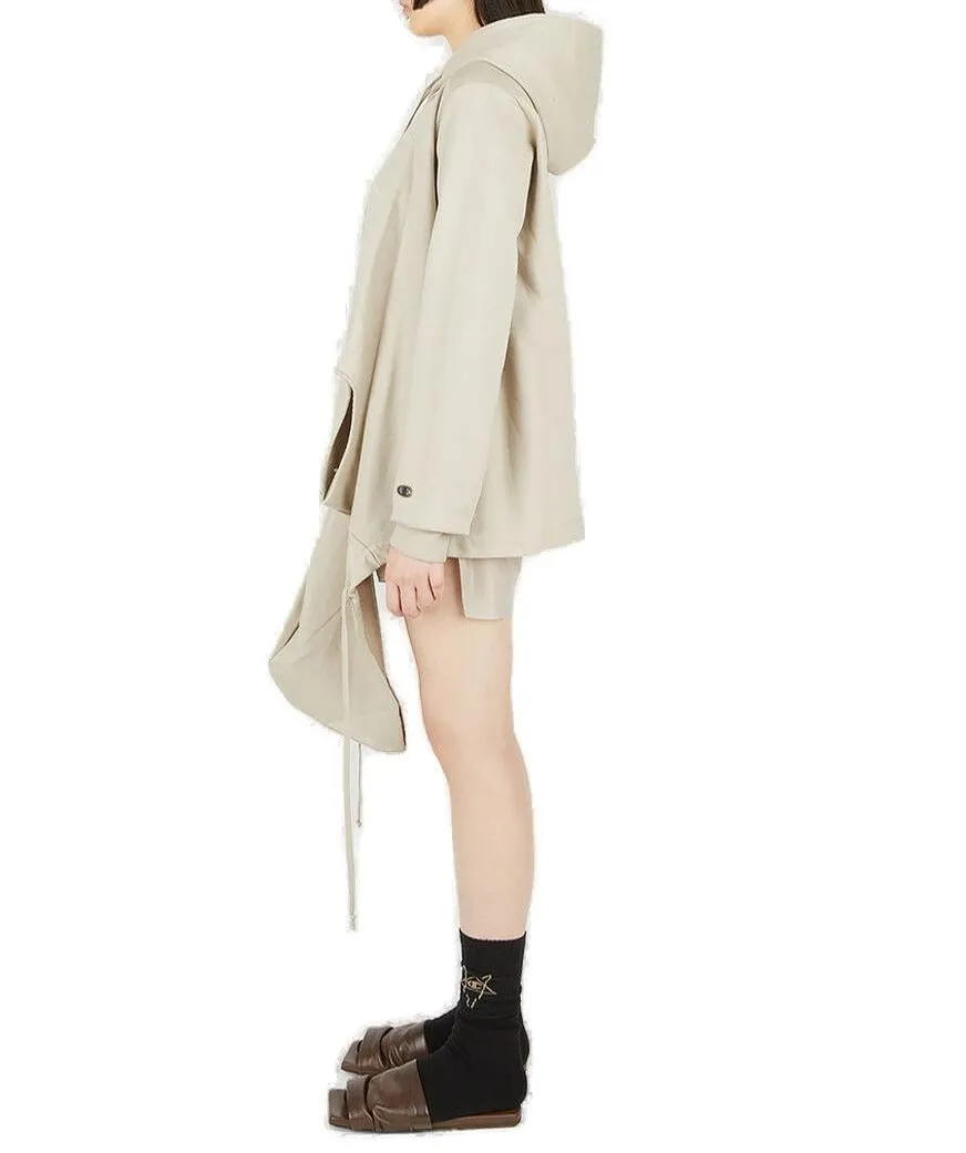 Rick Owens X Champion Logo Embroidered Drawstring Hoodie