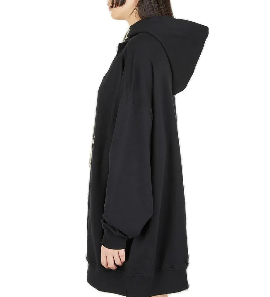 Rick Owens X Champion Logo Embroidered Drawstring Hoodie
