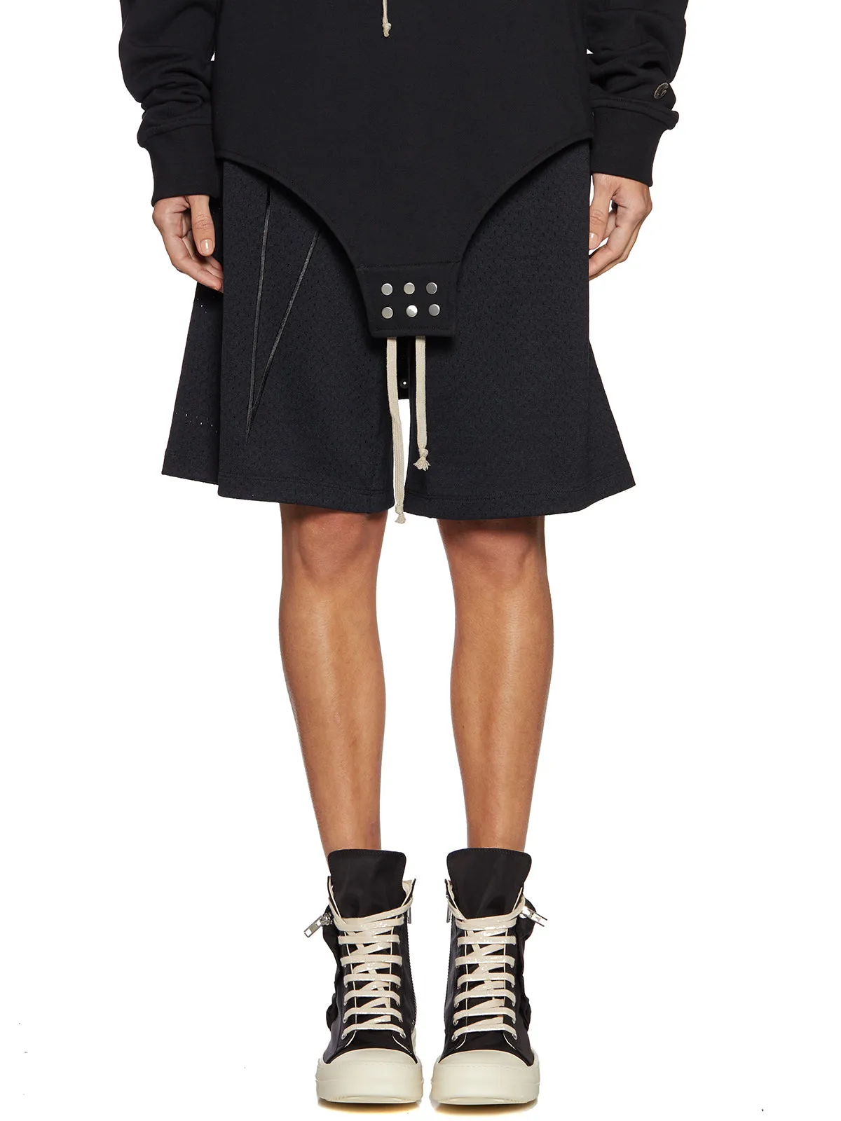 Rick Owens X Champion Logo Embroidered Drawstring Shorts