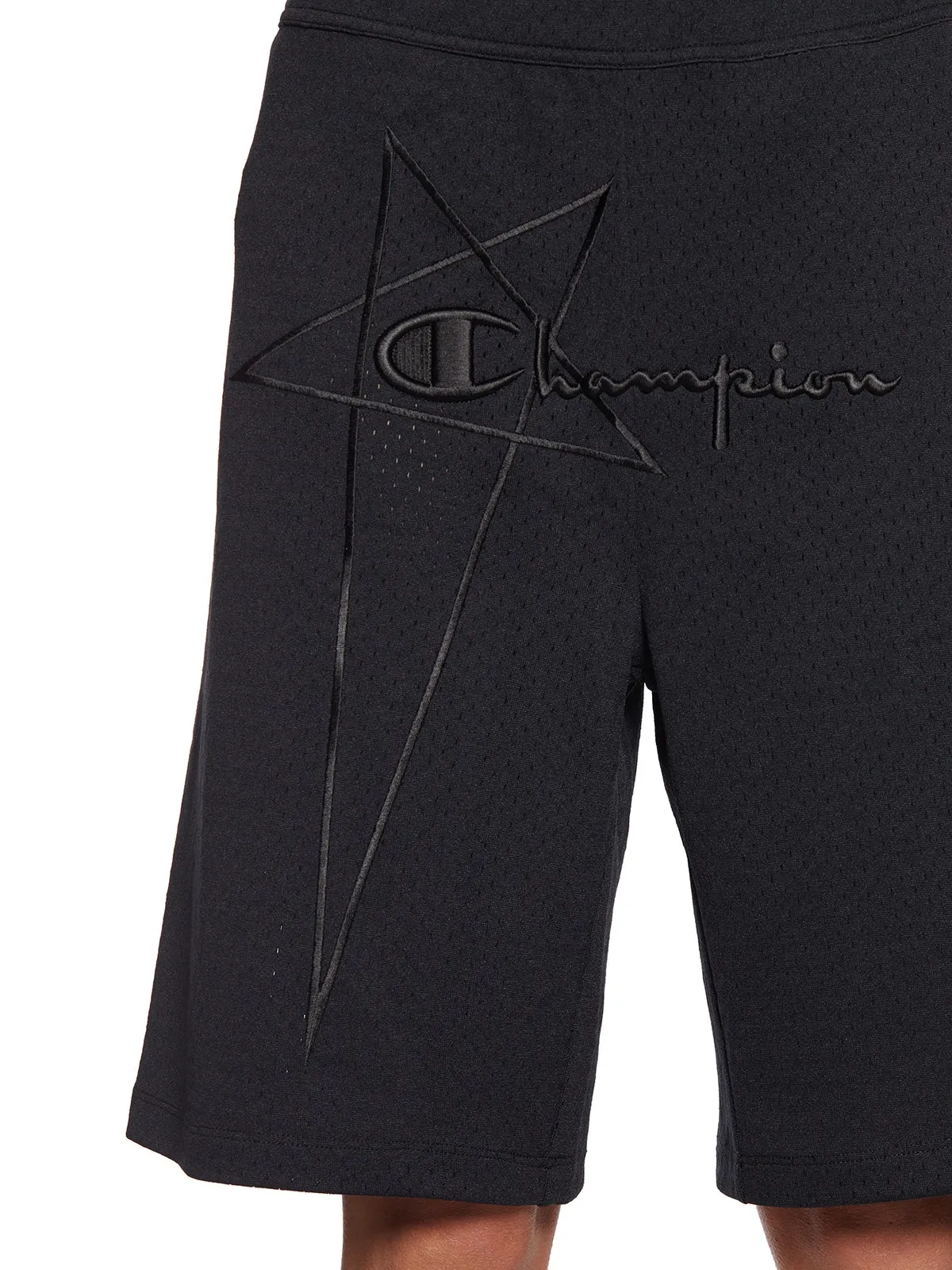 Rick Owens X Champion Logo Embroidered Drawstring Shorts