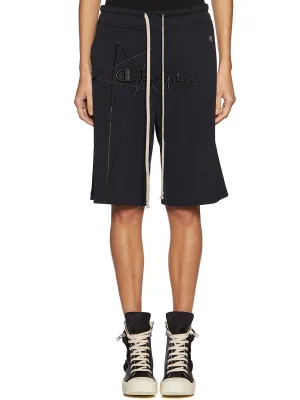 Rick Owens X Champion Logo Embroidered Drawstring Shorts