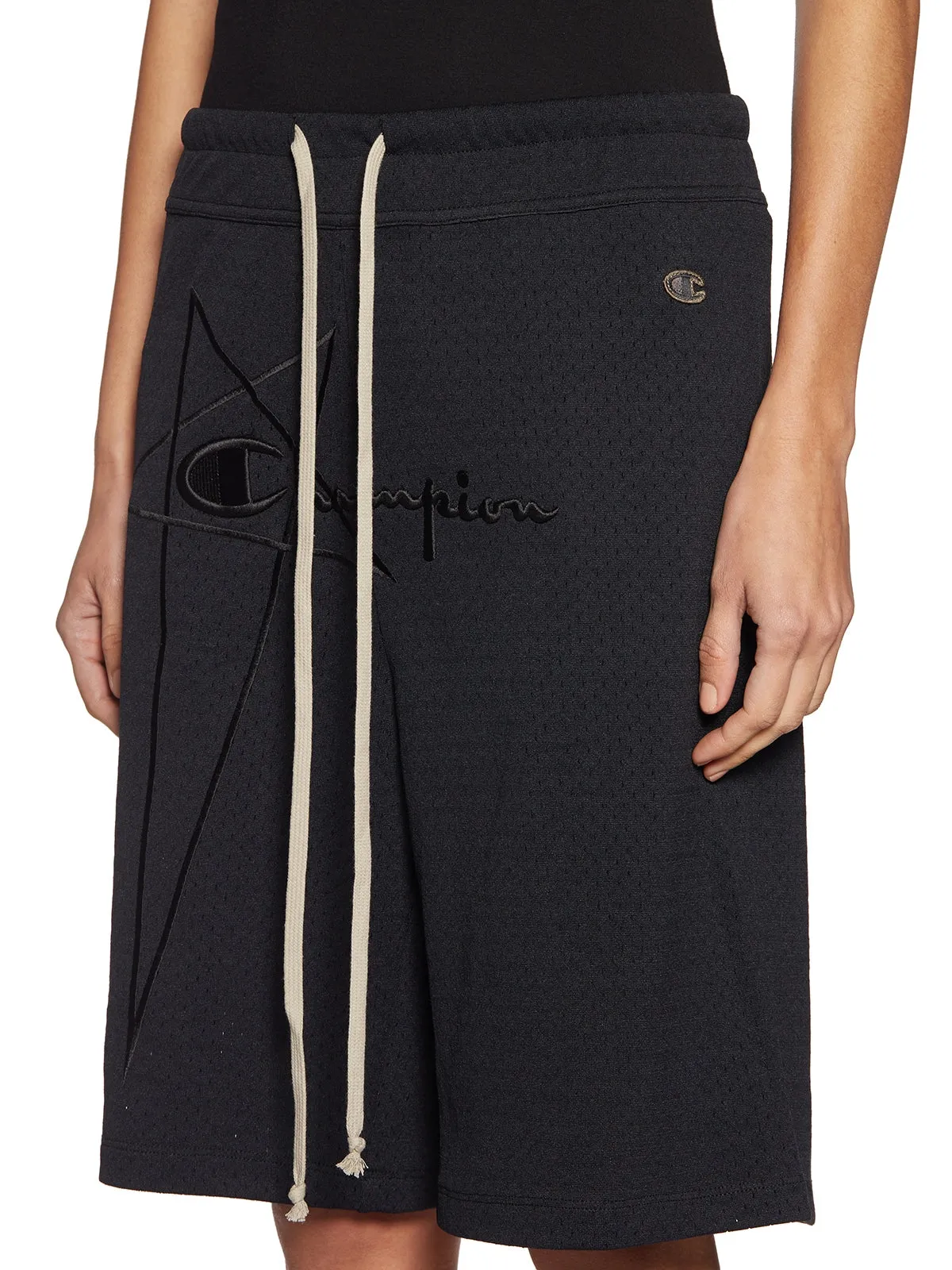 Rick Owens X Champion Logo Embroidered Drawstring Shorts