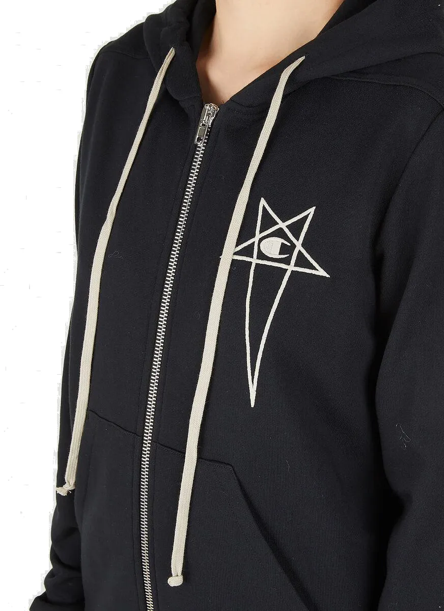 Rick Owens X Champion Logo Embroidered Hoodie