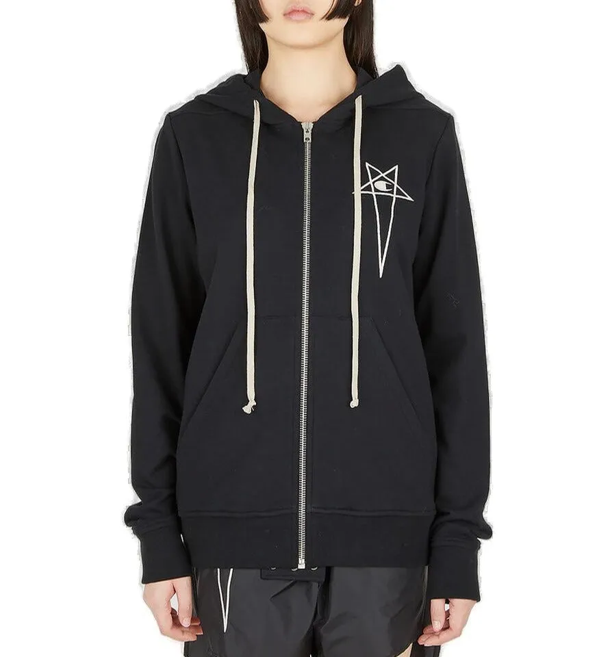 Rick Owens X Champion Logo Embroidered Hoodie