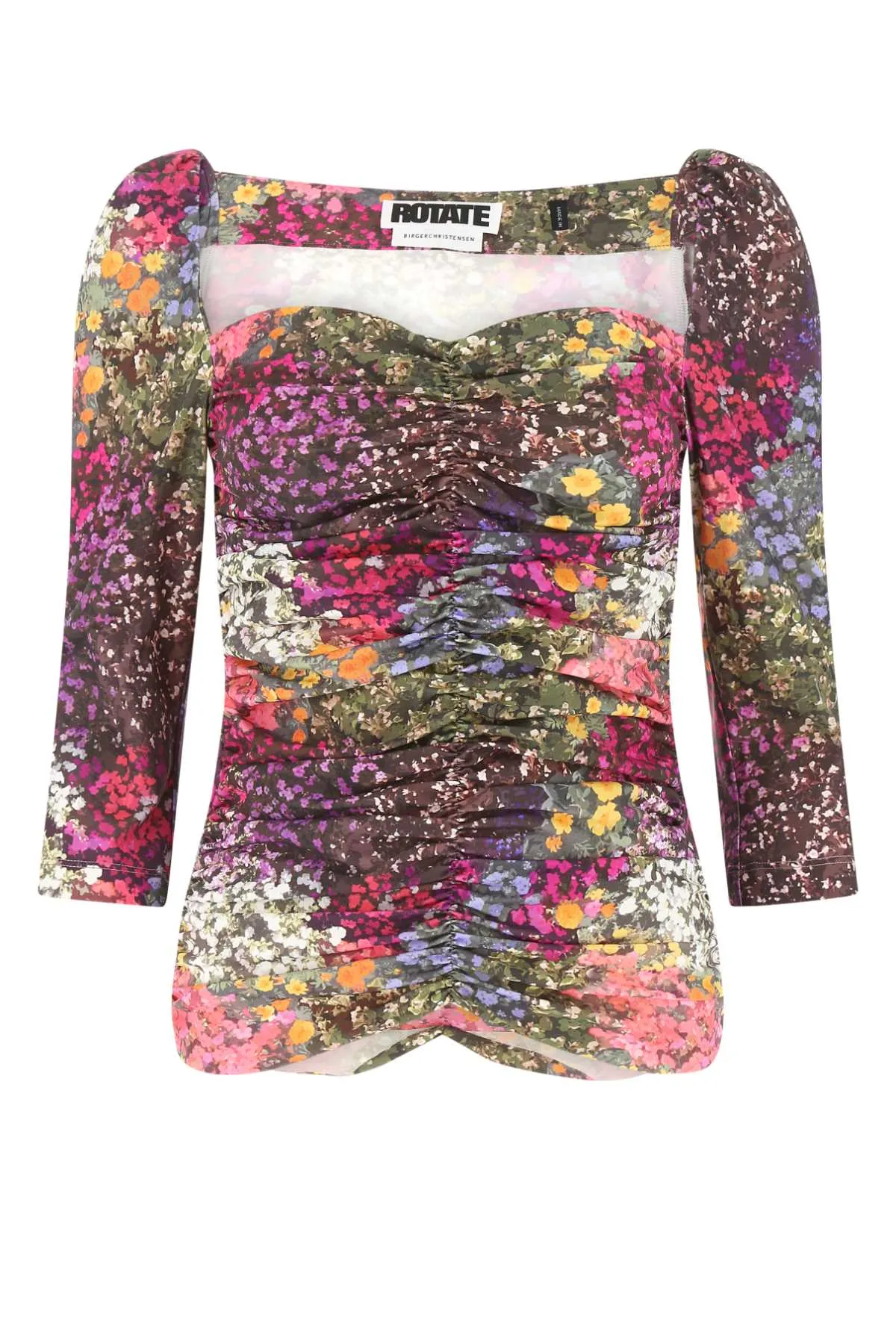 ROTATE Allover Floral Printed Ruched Top