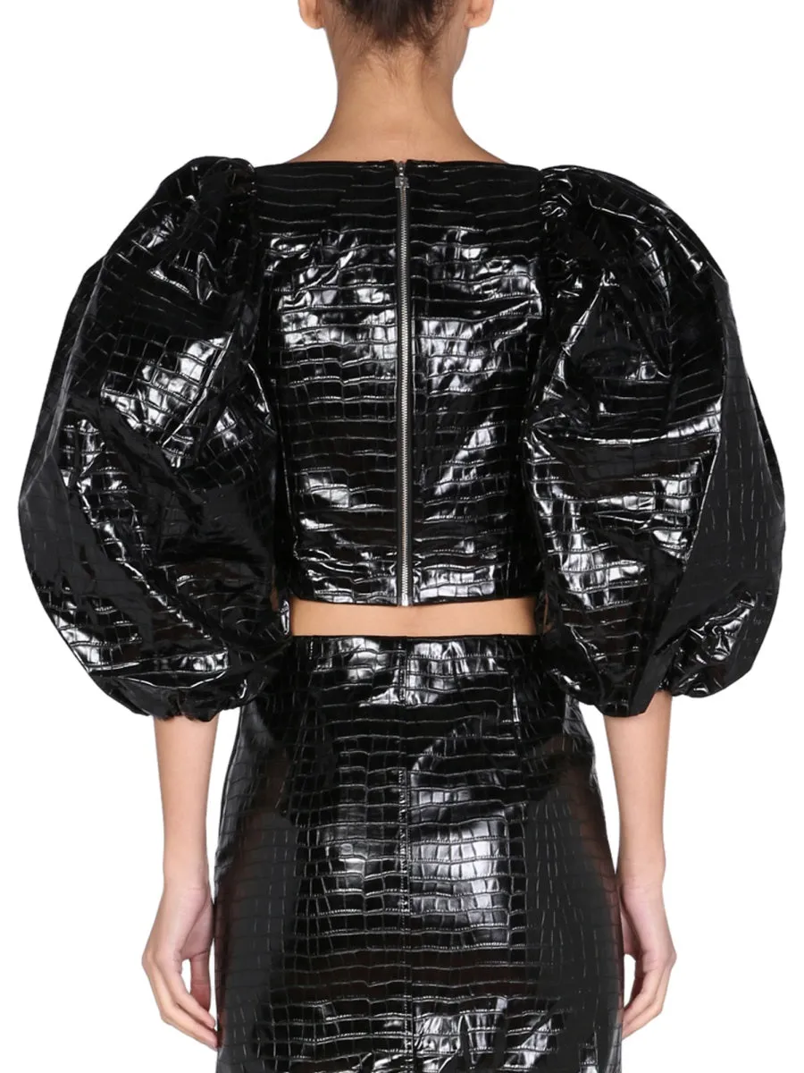 ROTATE Irina Heart Neck Cropped Top