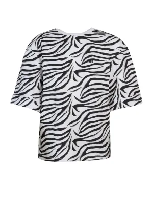 ROTATE Keyhole Detailed Zebra-Printed T-Shirt