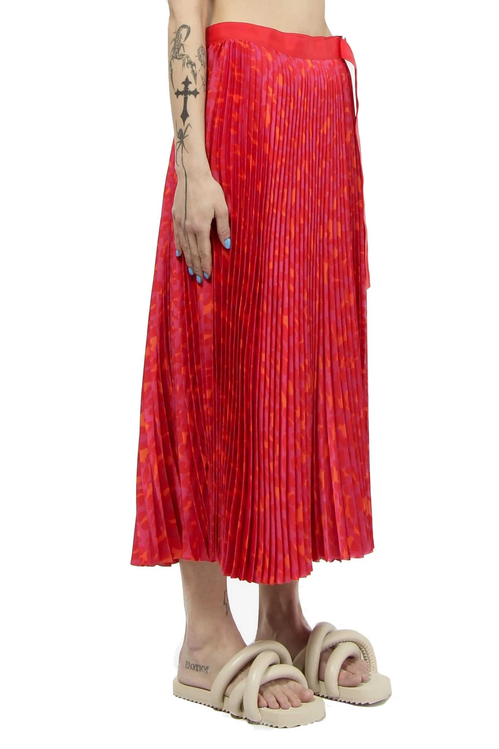 Sacai Belted Fully Pleated Midi Skirt