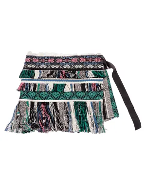 Sacai Fringed Patchwork Wrap Shorts