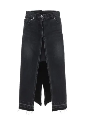 Sacai Layered Buttoned Midi Denim Skirt