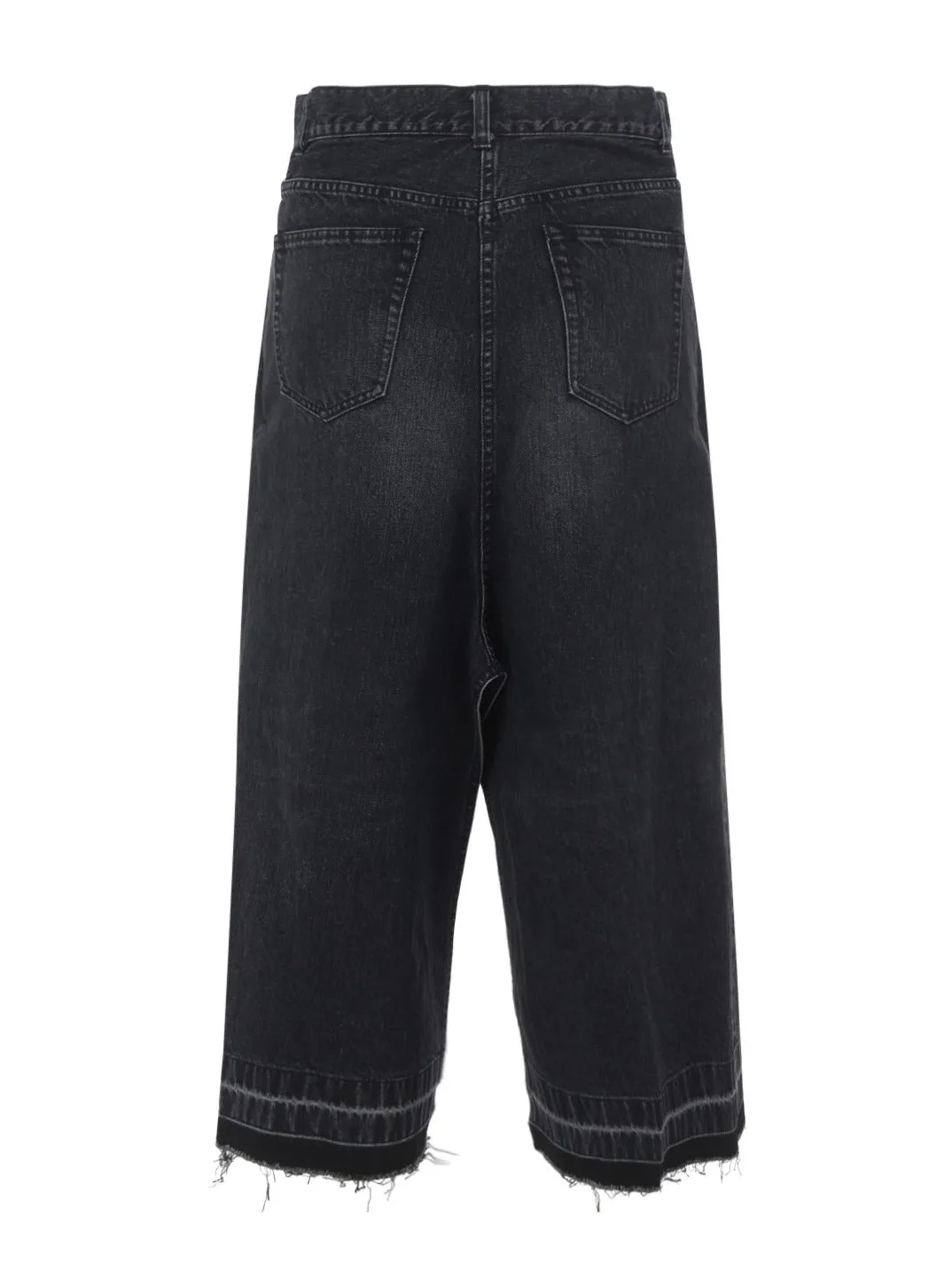 Sacai Layered Buttoned Midi Denim Skirt