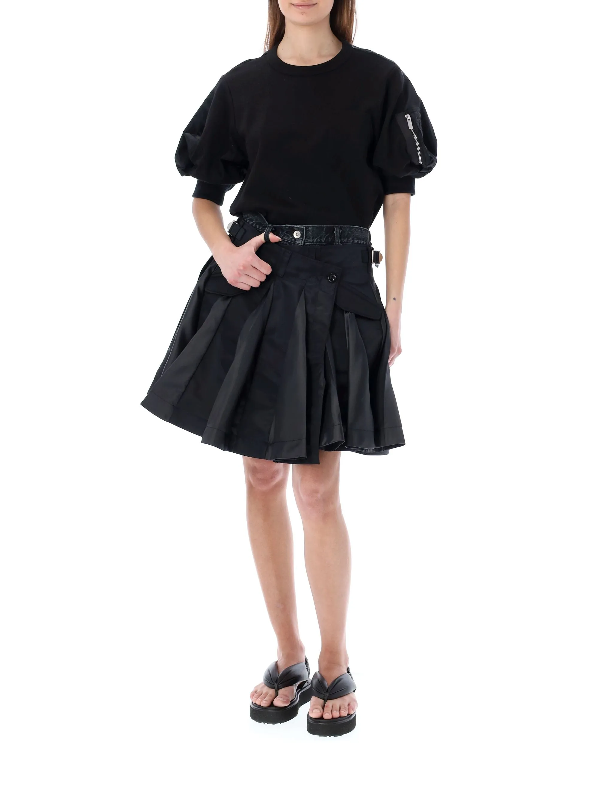 Sacai Layered Skirt Denim Shorts