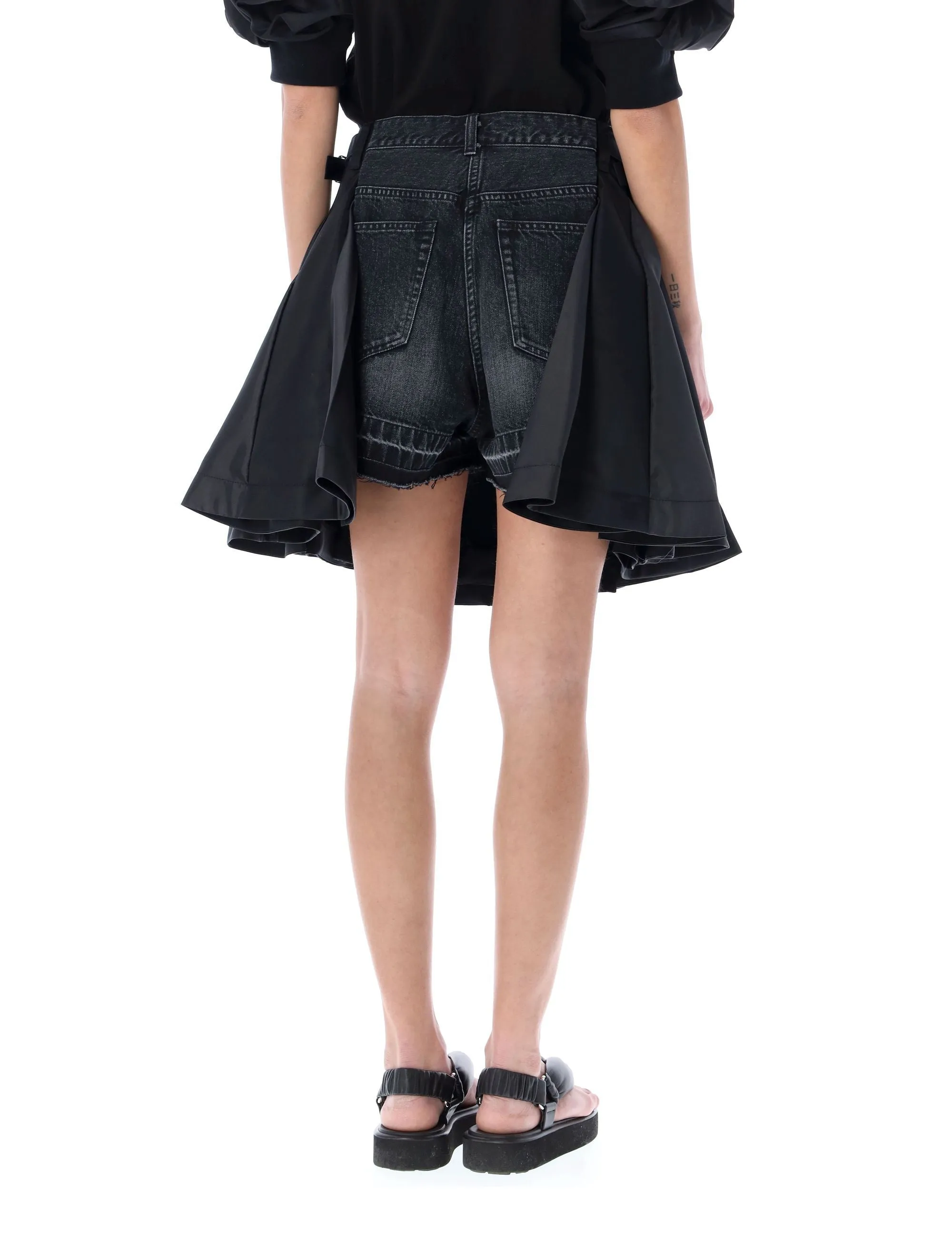 Sacai Layered Skirt Denim Shorts