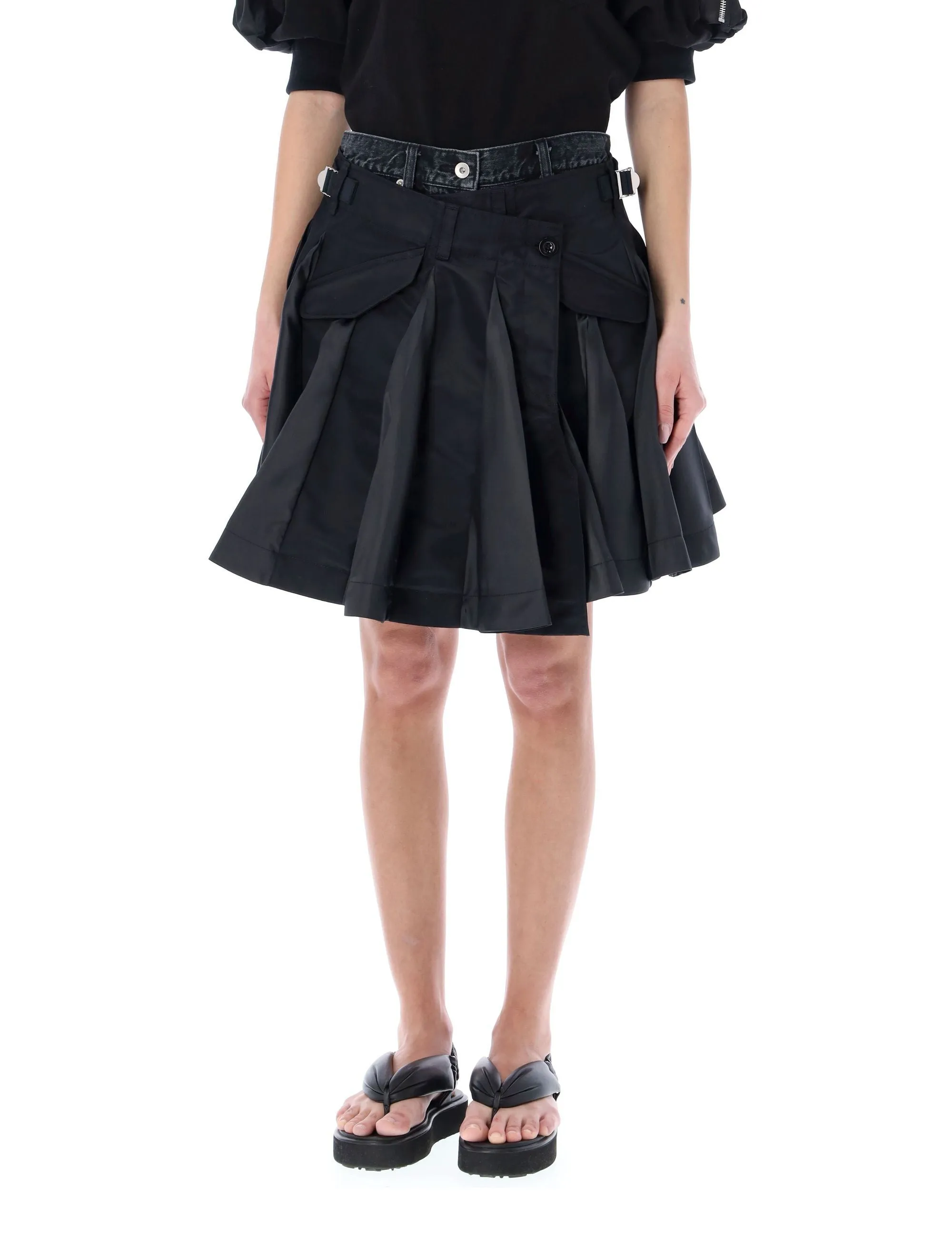 Sacai Layered Skirt Denim Shorts