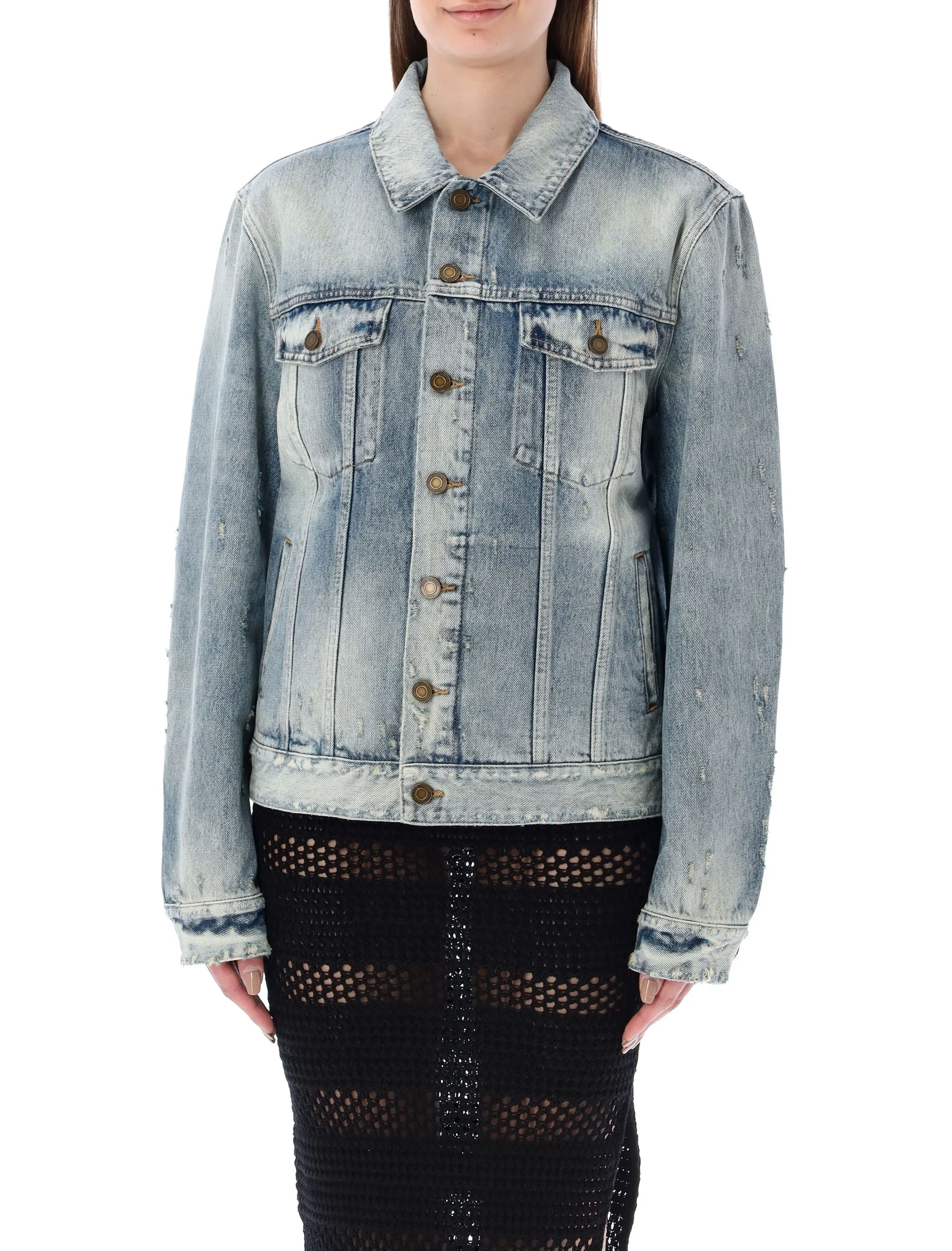 Saint Laurent Buttoned Long-Sleeved Denim Jacket
