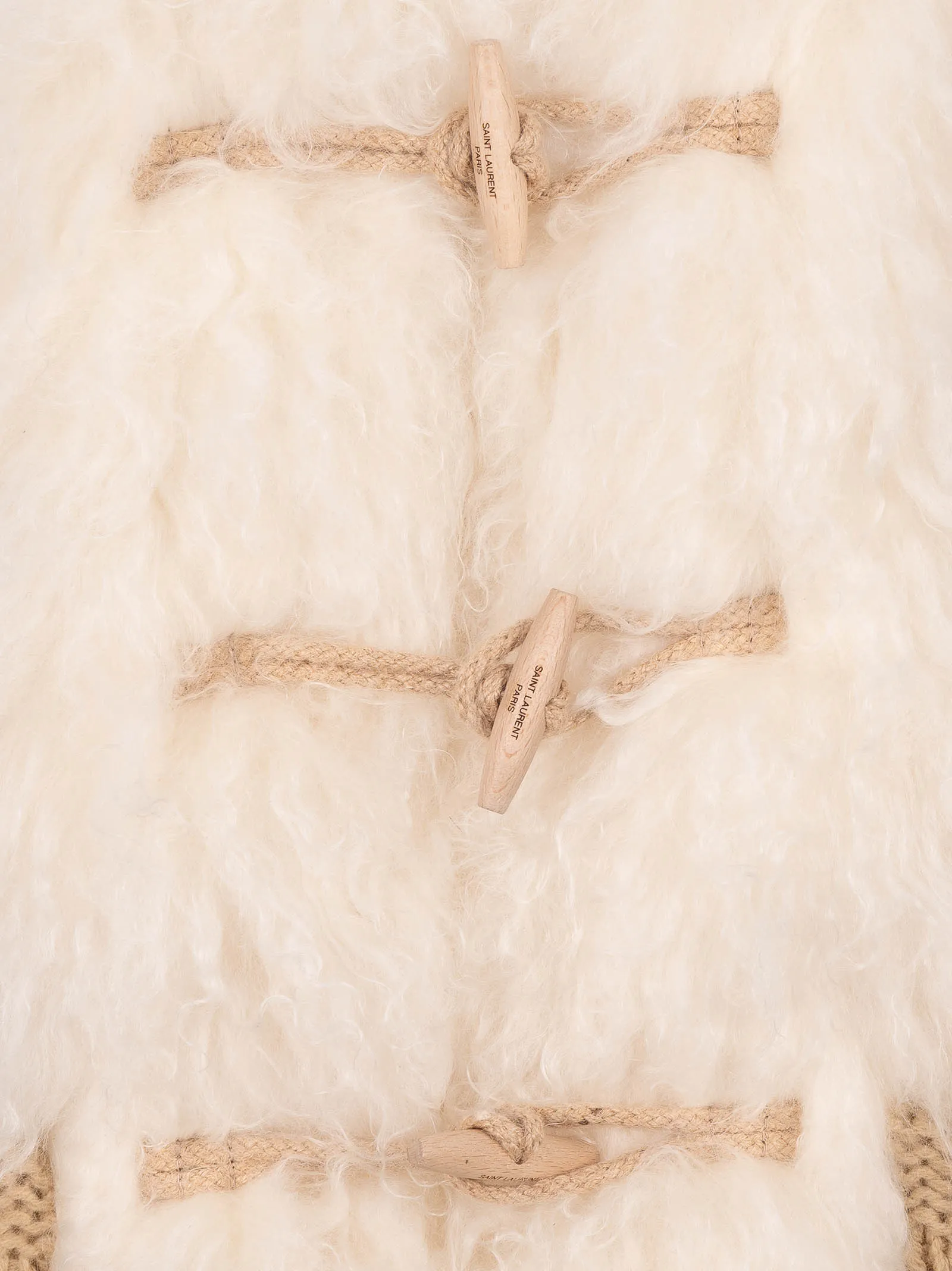 Saint Laurent Faux Fur Hooded Long Duffle Coat