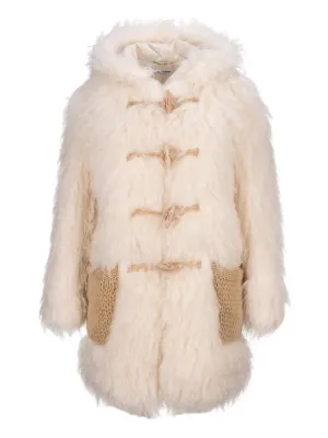 Saint Laurent Faux Fur Hooded Long Duffle Coat