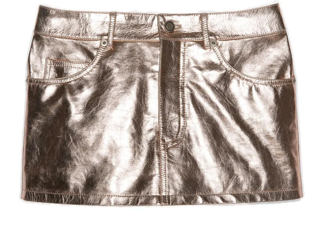 Saint Laurent Lam Leather Mini Skirt