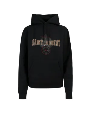 Saint Laurent Logo Detailed Drawstring Hoodie
