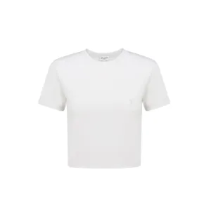 Saint Laurent Logo Embroidered Crewneck T-Shirt