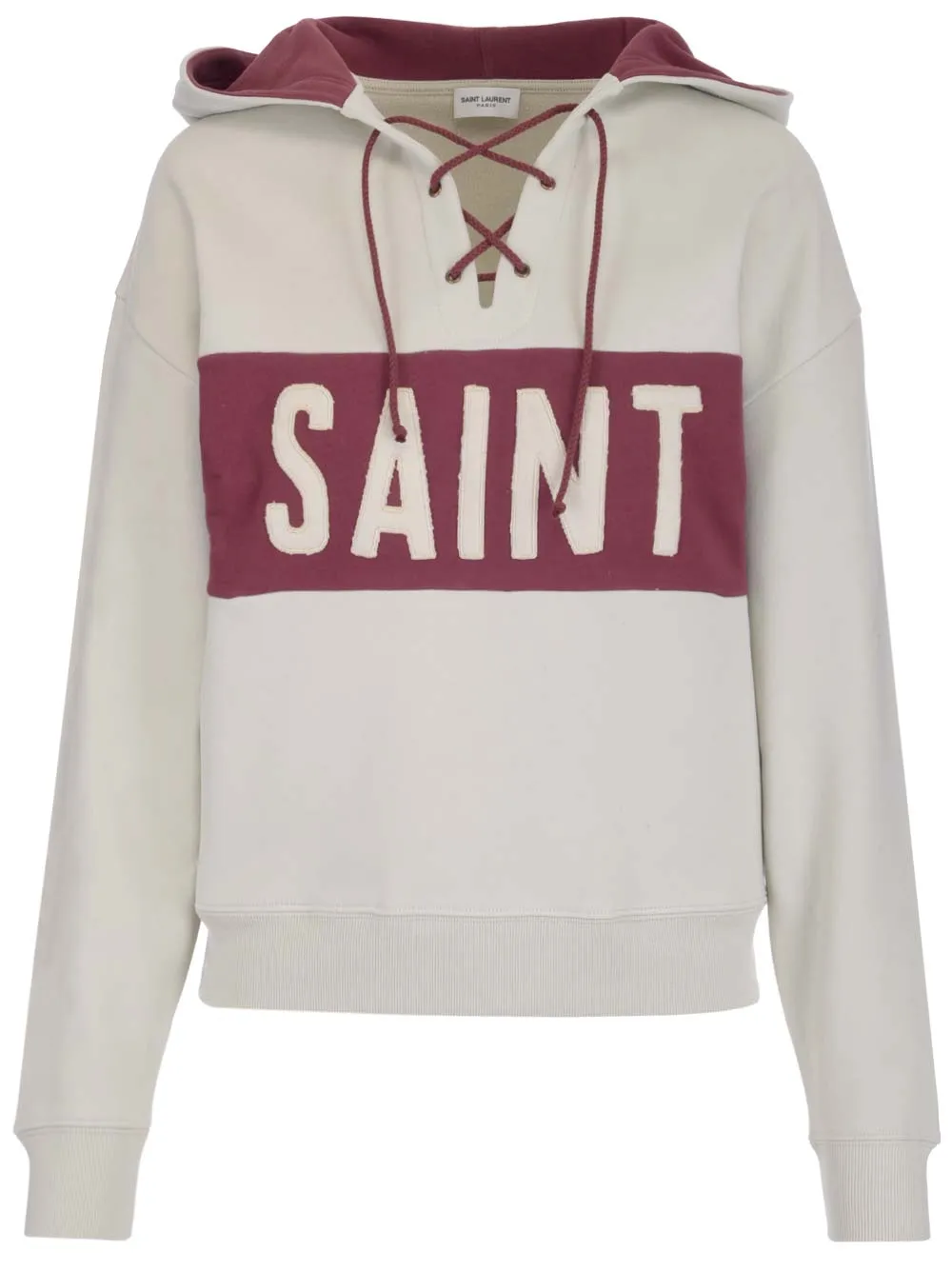 Saint Laurent Logo Patch Drawstring Hoodie